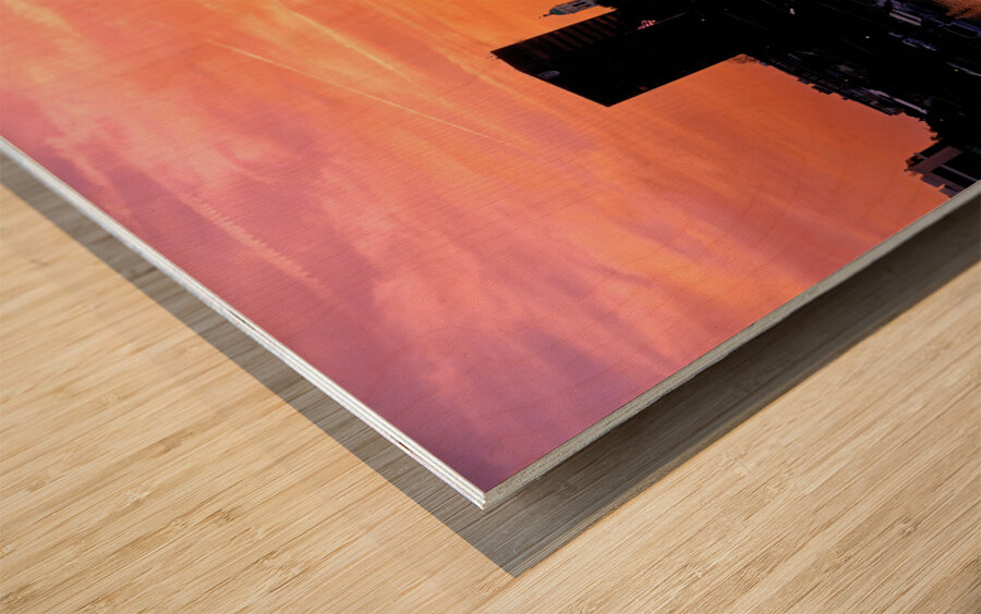 Augusta GA Skyline Sunset over the Savannah River Wood print