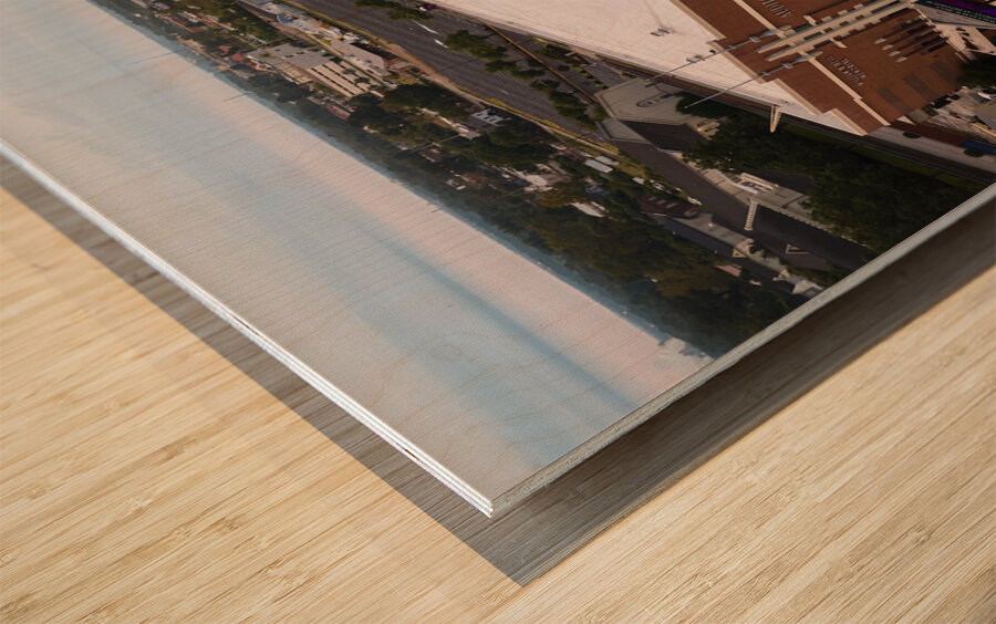 Bell Auditorium  James Broawn Arena Aerial View Wood print