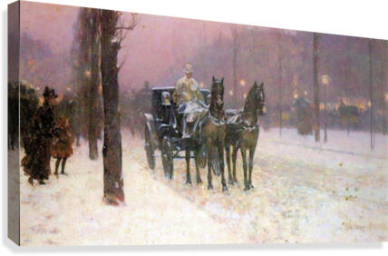 Street scene with two cabs Canvas Print