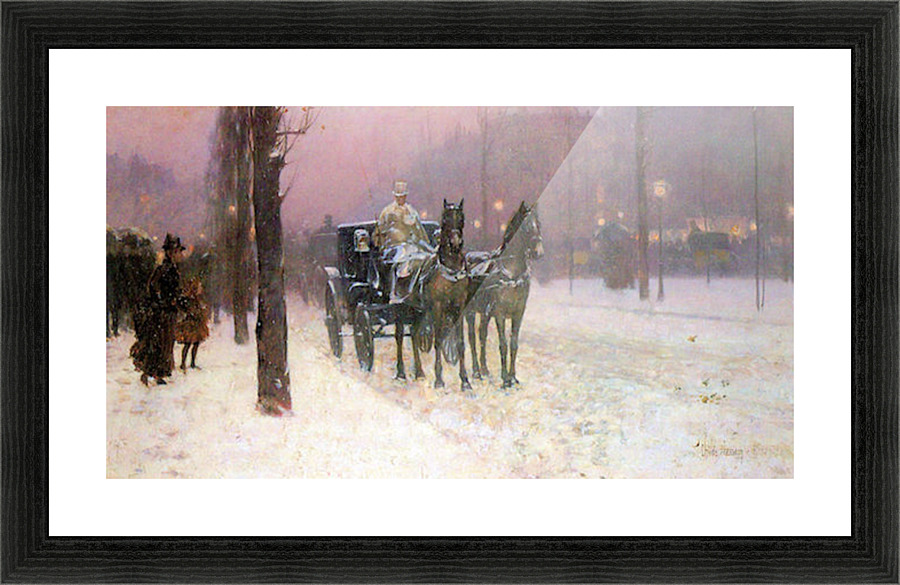 Street scene with two cabs Picture Frame print