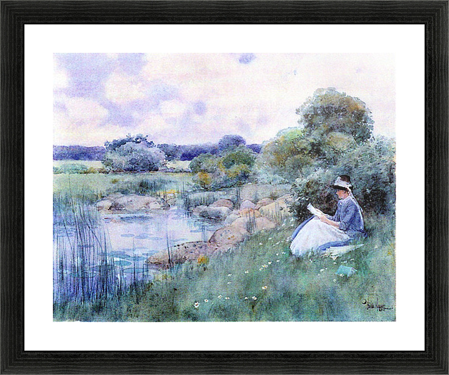 Woman reading Picture Frame print