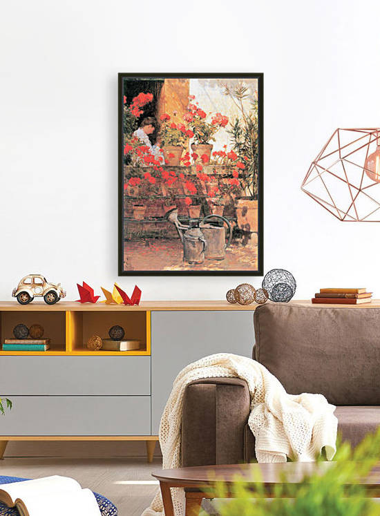 Red Geraniums by Hassam