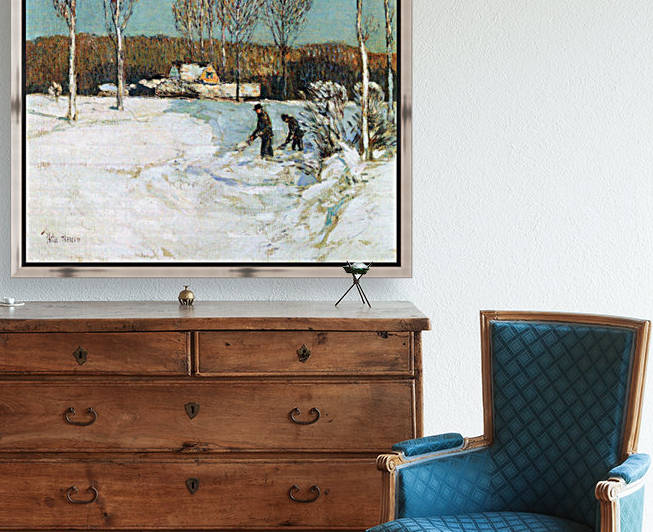 Snow shovels New England by Hassam