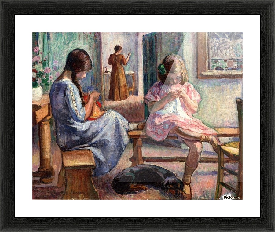 Sewing Girls Picture Frame print