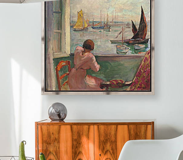 Young Woman by the Window Viewing to the Isle of Yeu by Henri Lebasque