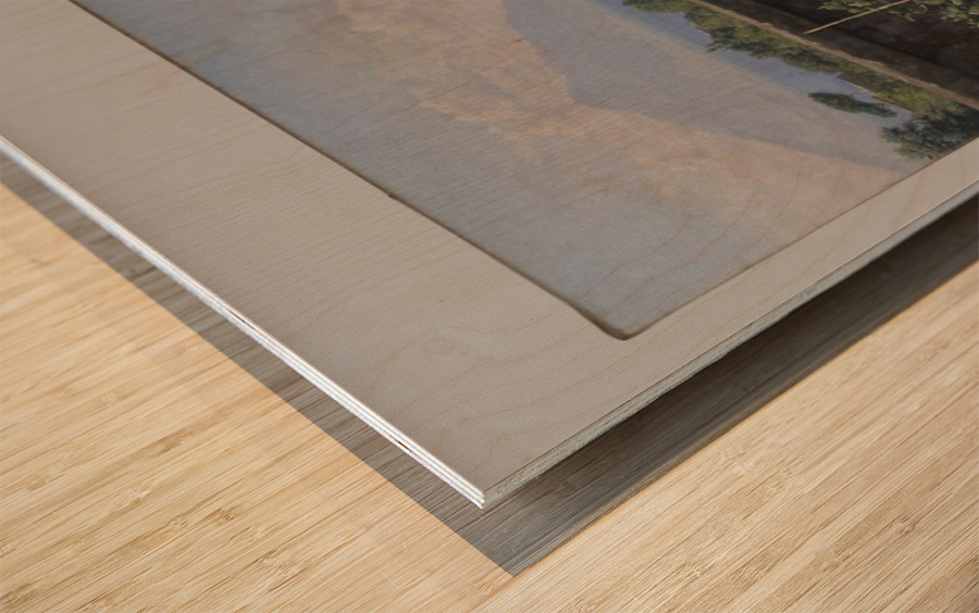 Femme sur la terrasse de l hotel Cocumella Vue sur le Vesuve Wood print