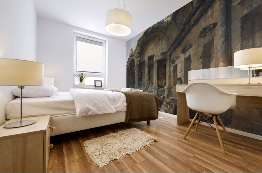Art objects among antic ruins Mural print
