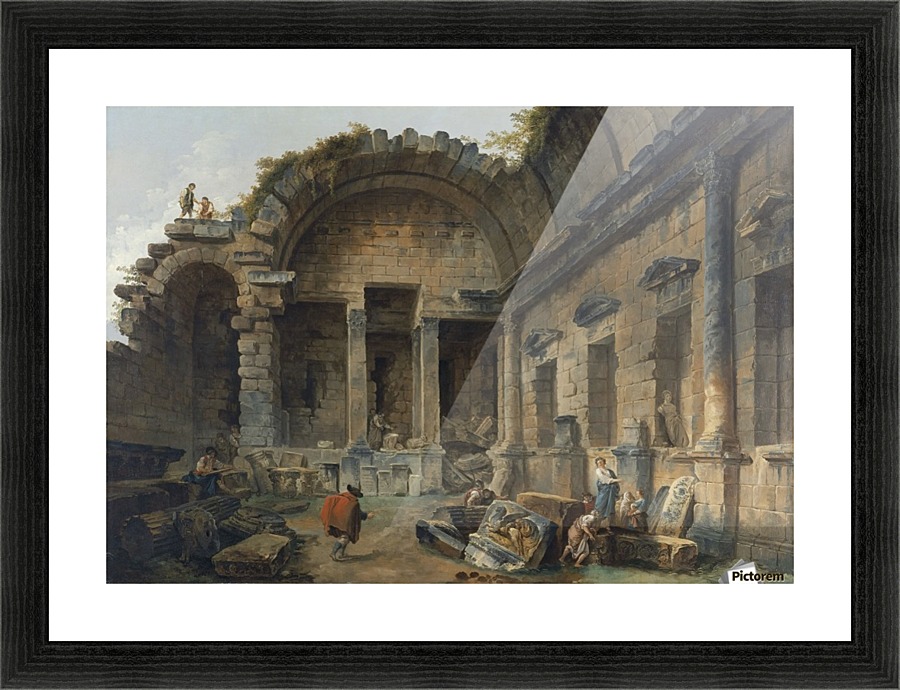 Art objects among antic ruins Picture Frame print