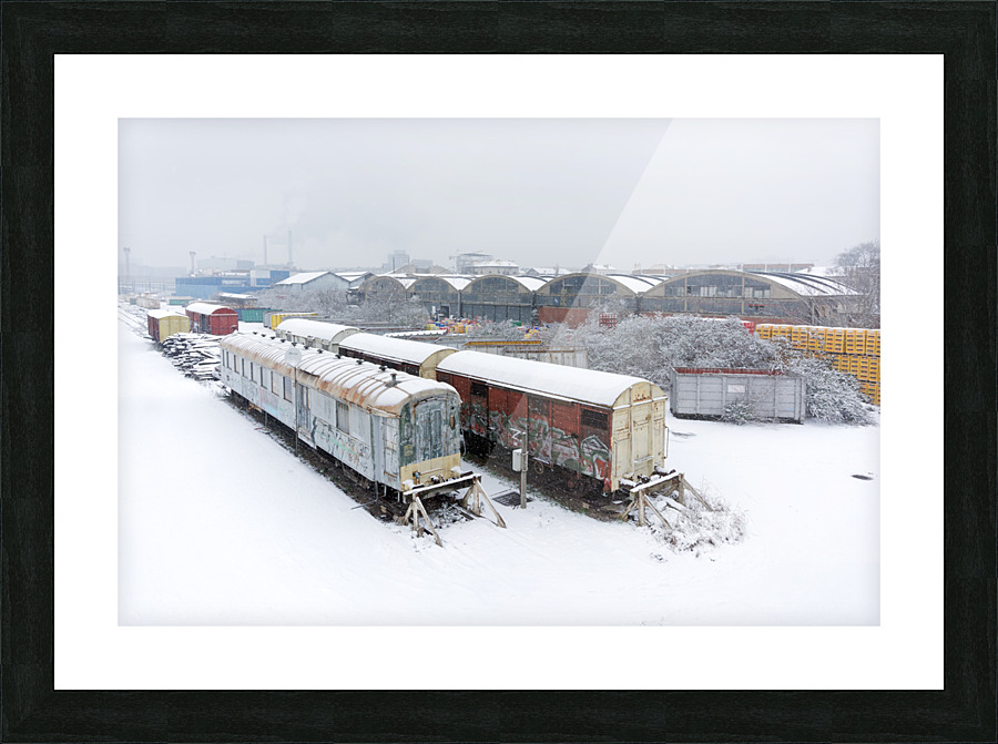 Wagons blancs Picture Frame print