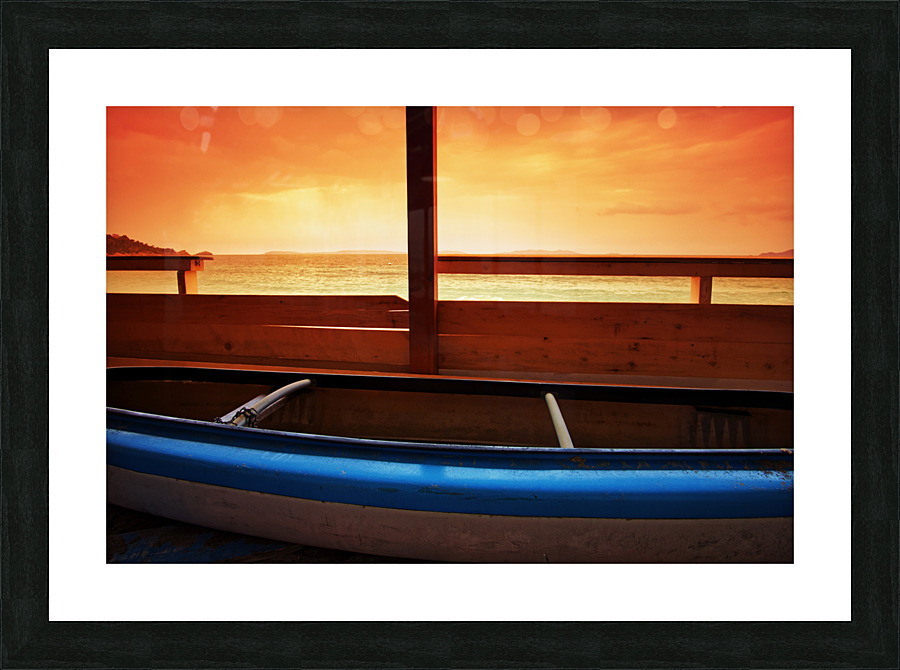 blue boat Picture Frame print