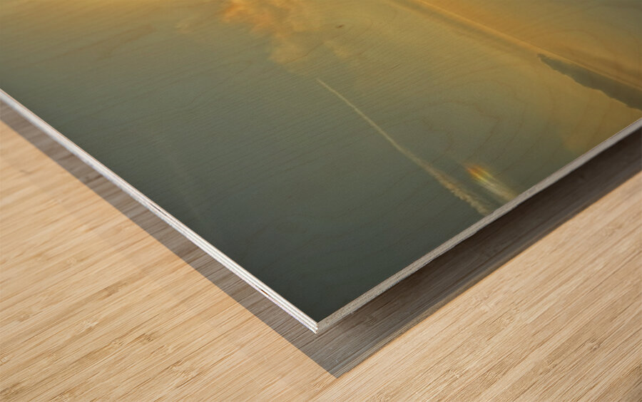 Misty Morning Reflection Wood print