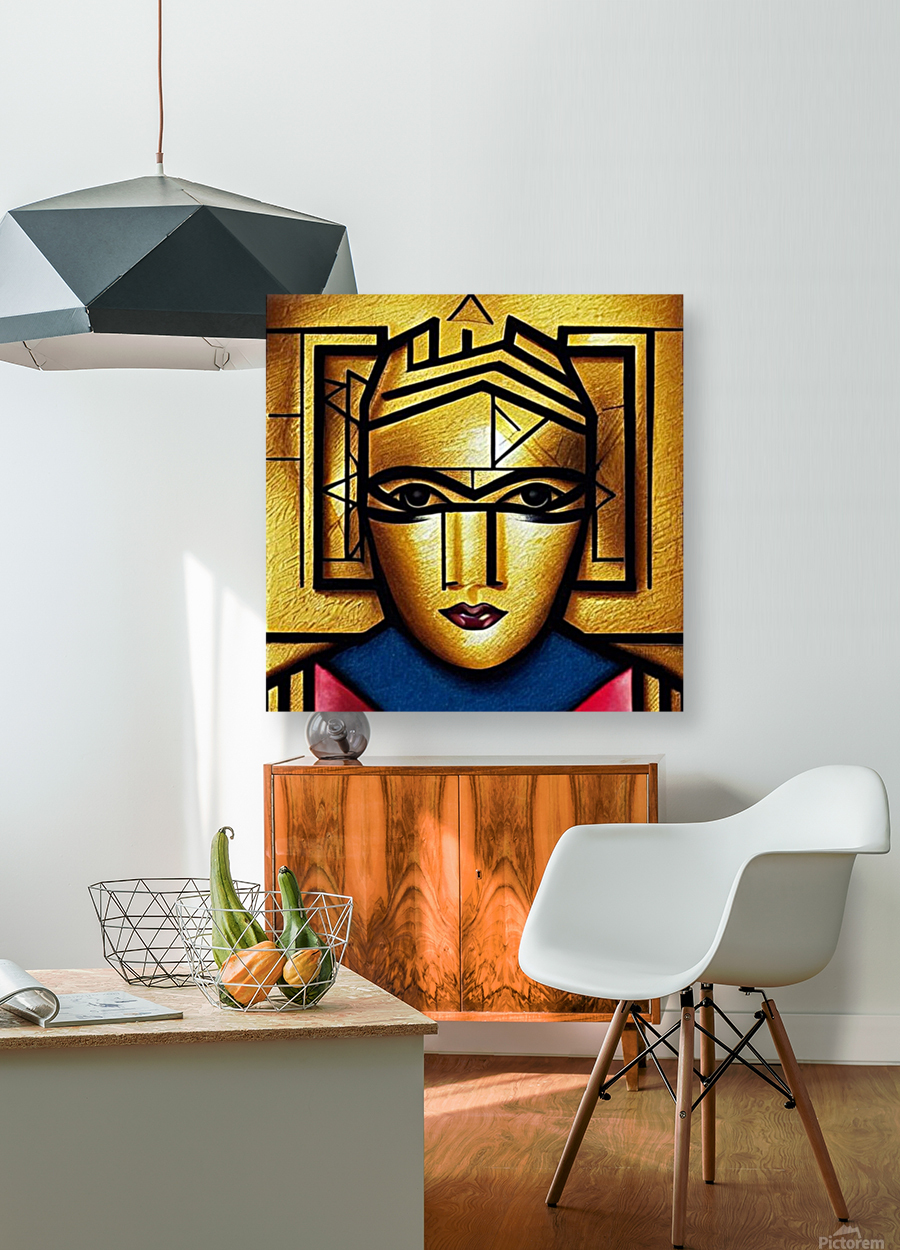 Golden Face Abstract Reproduction