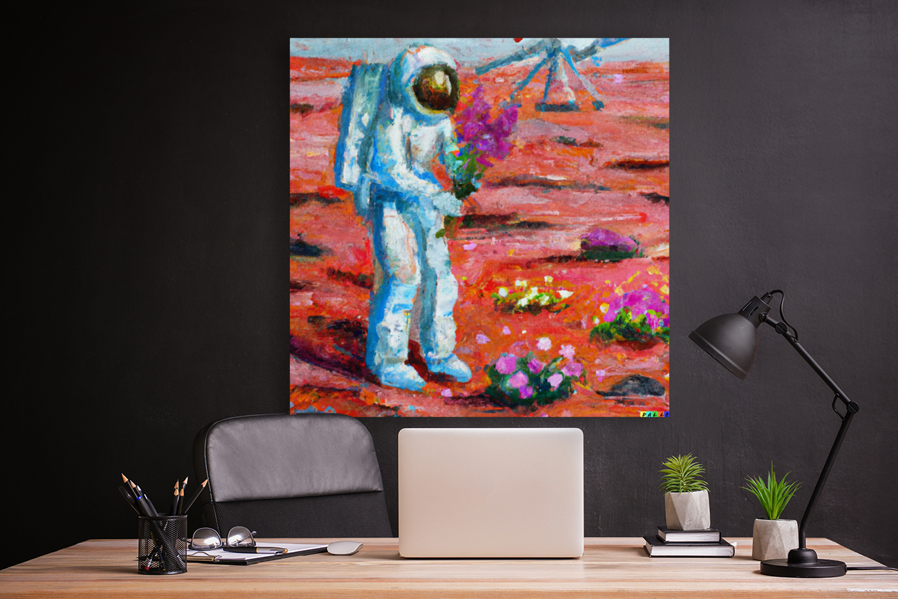 Spaceman Picking Flowers Reproduction