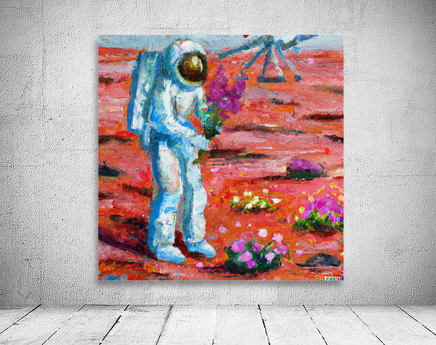 Spaceman Picking Flowers Wall Preview