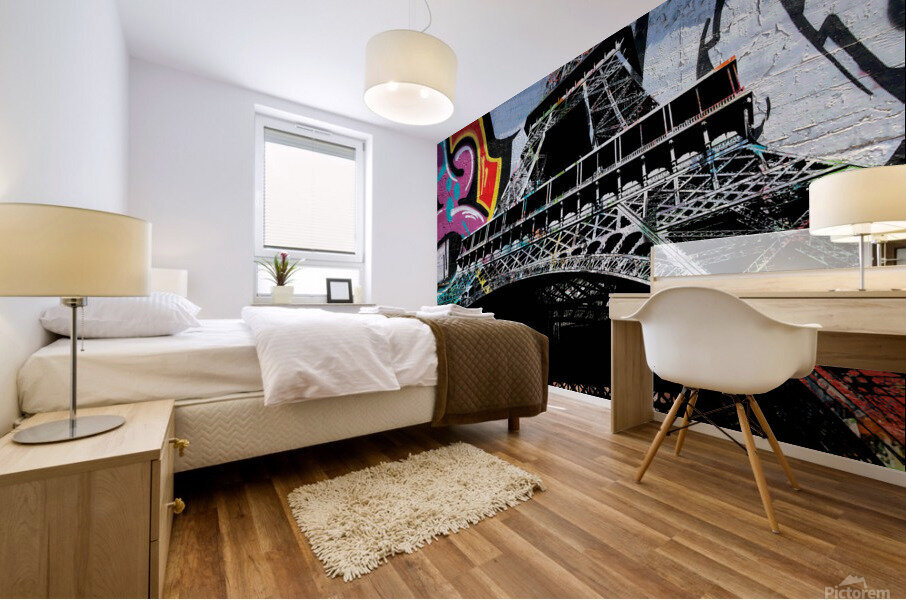 Eiffel Tower Graffiti Four Mural print
