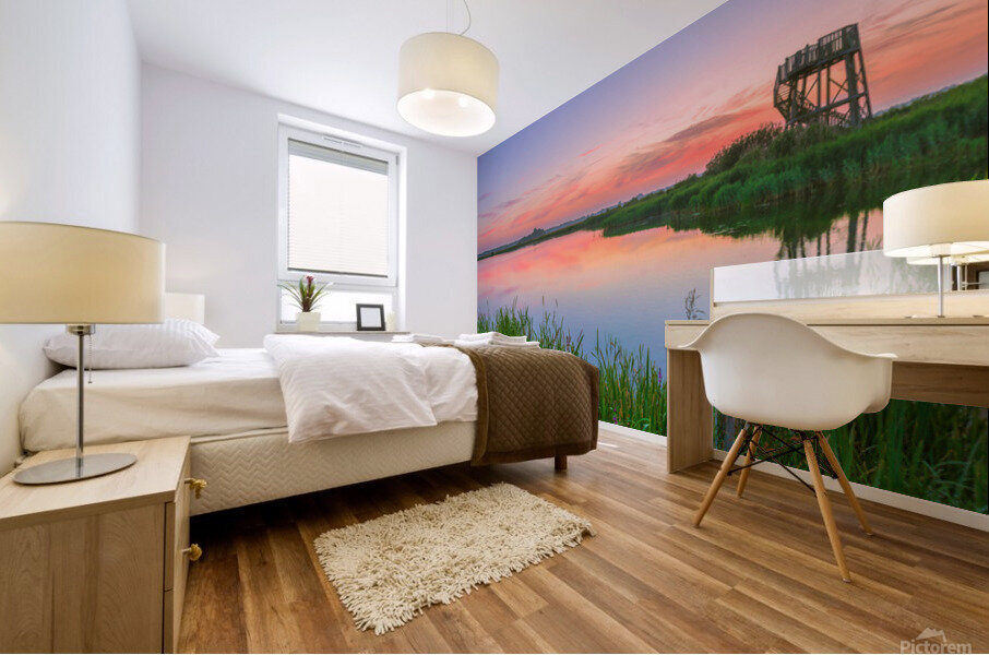 Sunset at Westerpolder Mural print
