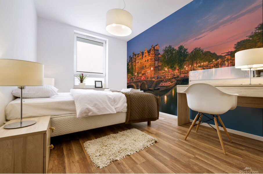 Amsterdam by Night Mural print