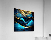 Blue Black & Gold Waves & Clouds Acrylic Print