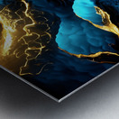 Blue Black & Gold Waves & Clouds Metal print