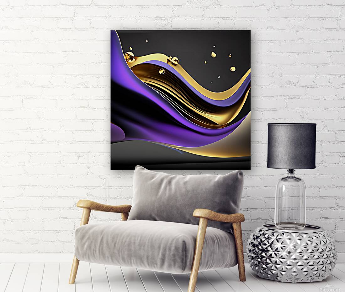 Purple Black & Gold Waves Reproduction