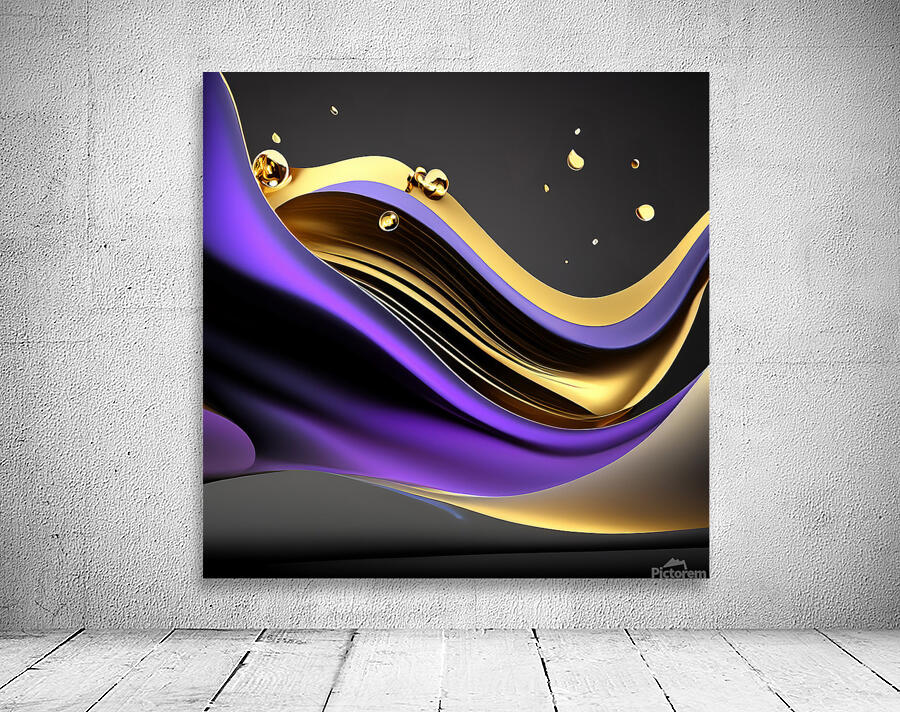 Purple Black & Gold Waves Wall Preview