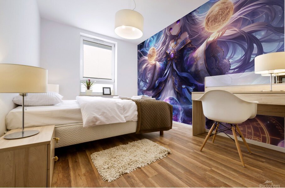 Celestial Sorceress Controlling Cosmic Orbs  Mural print