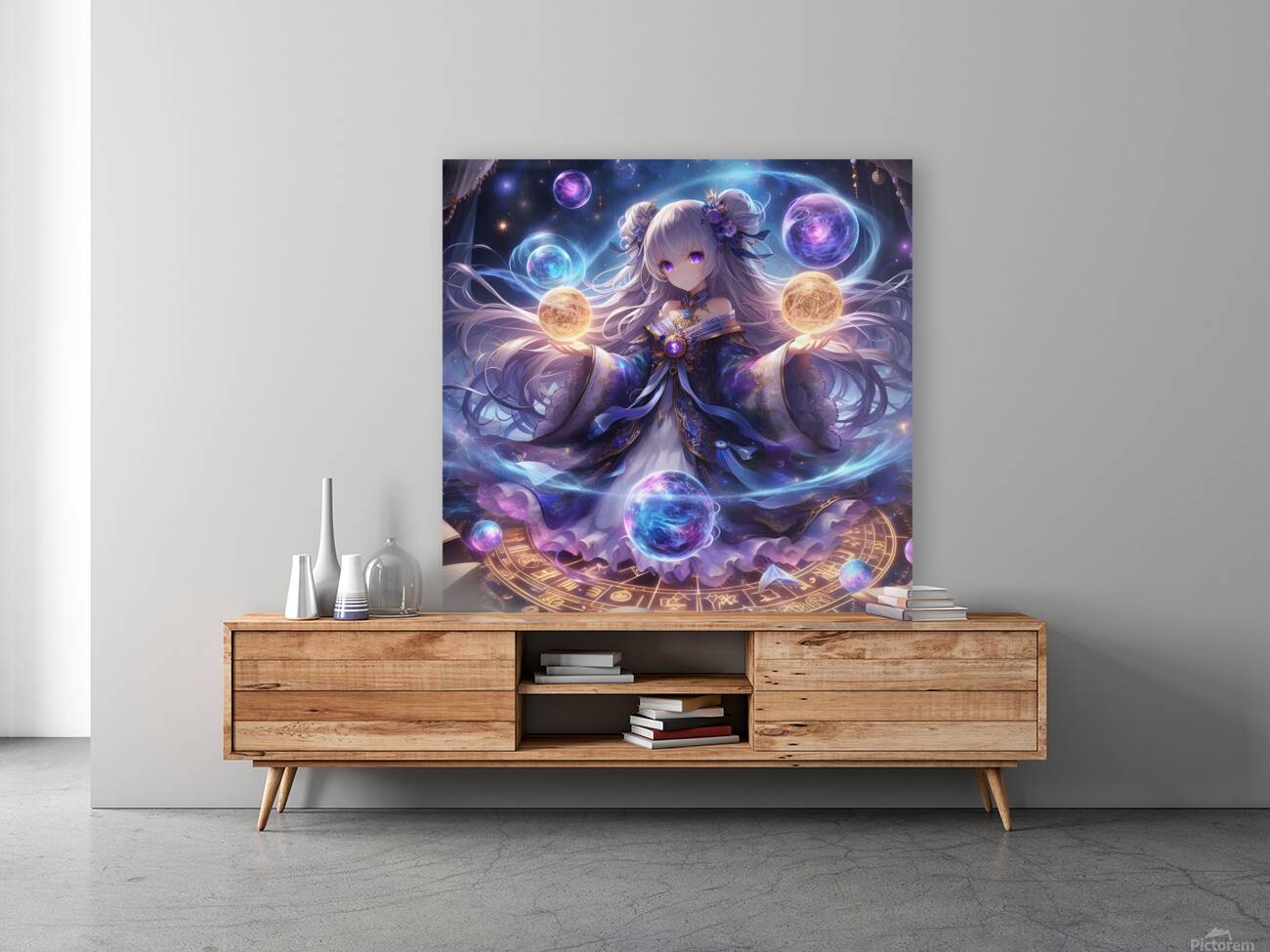 Celestial Sorceress Controlling Cosmic Orbs  Reproduction