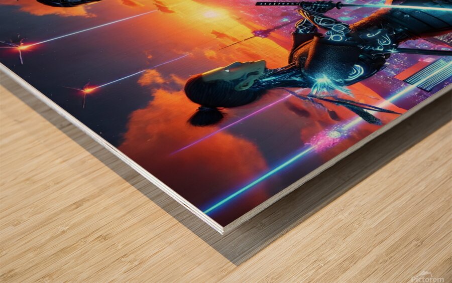  Shadows of the Neon Ronin Wood print