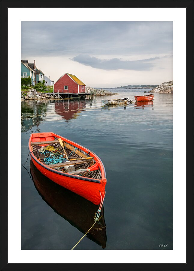 Red Dory at Peggys Cove Picture Frame print