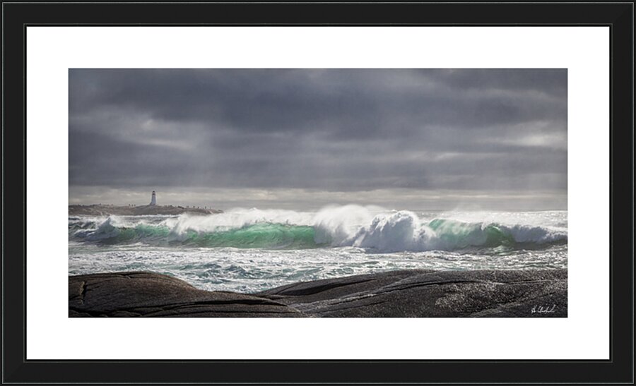 Moody Light With Peggy s Cove Lighthouse Picture Frame print