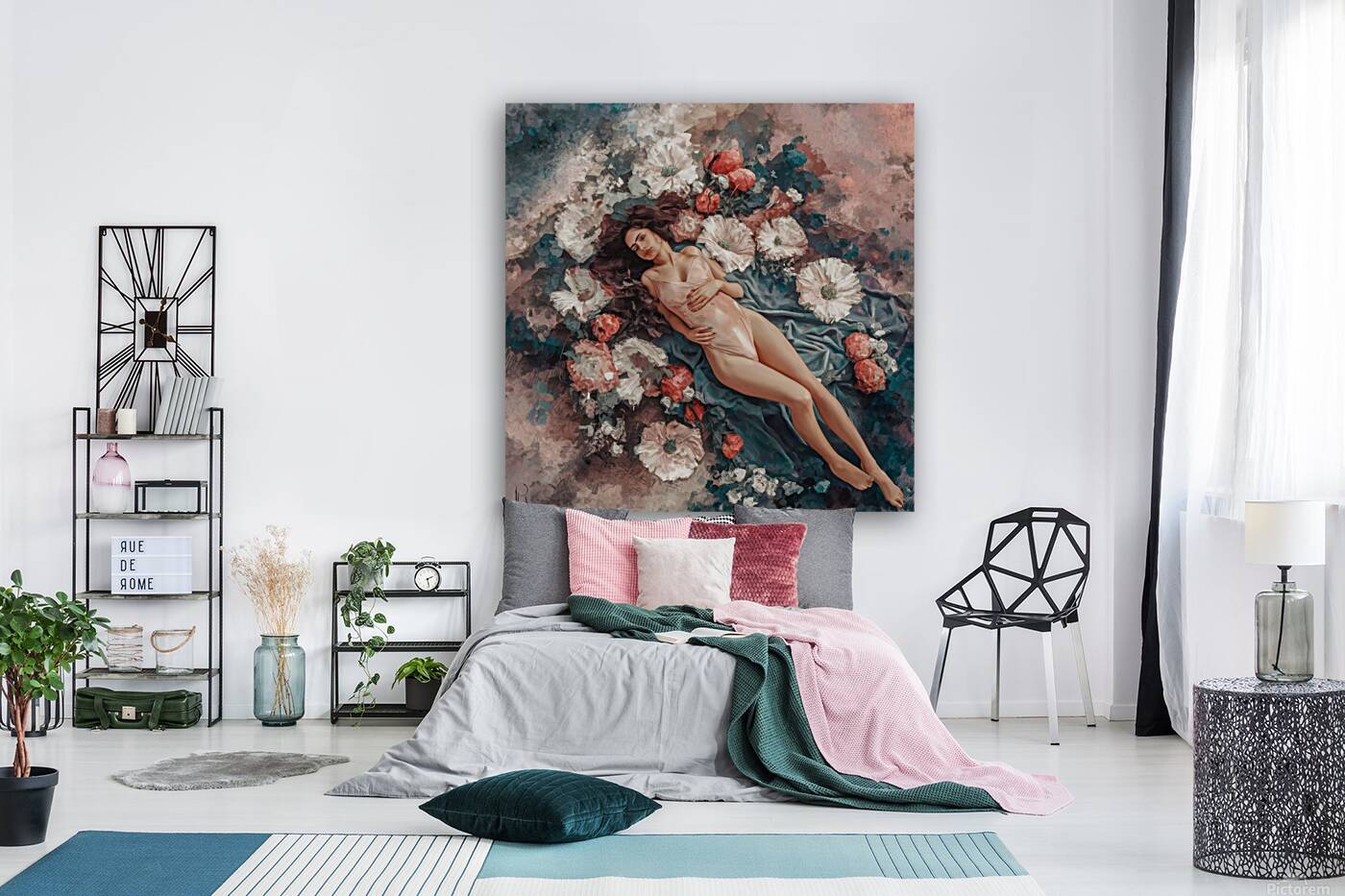 semi abstract painting aphrodite big flowers pain Reproduction