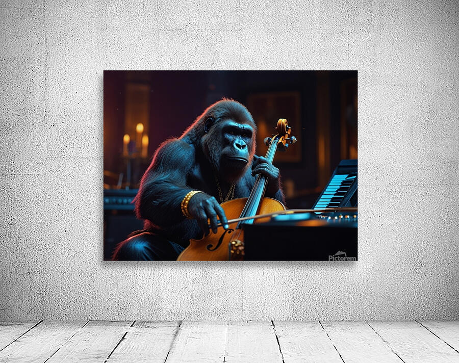 Cello playing gorilla with gold Wall Preview