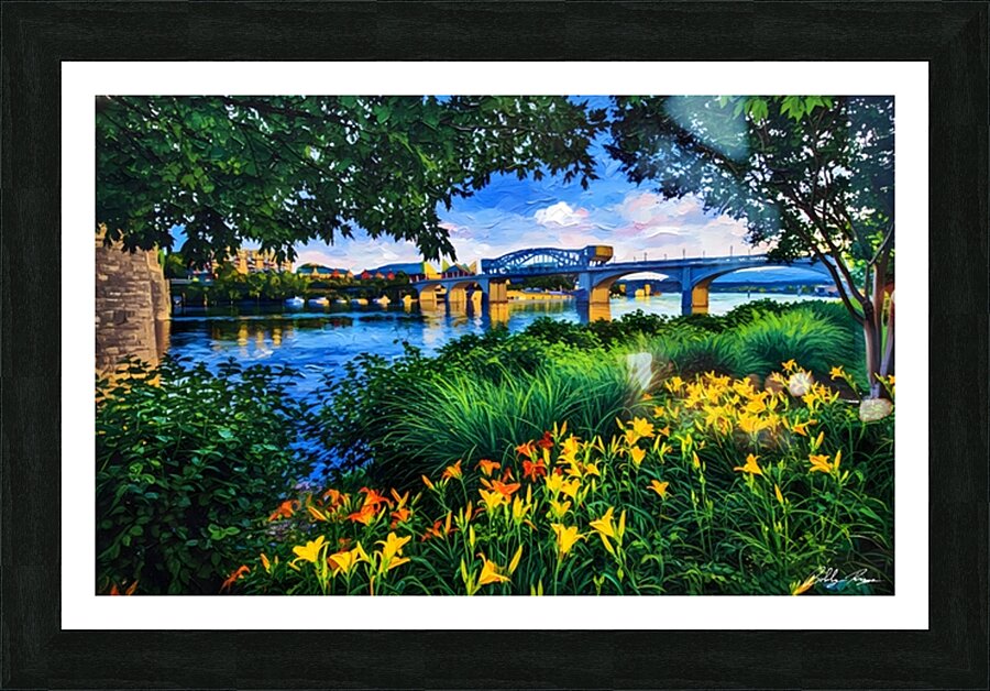 Flowers On The River Picture Frame print