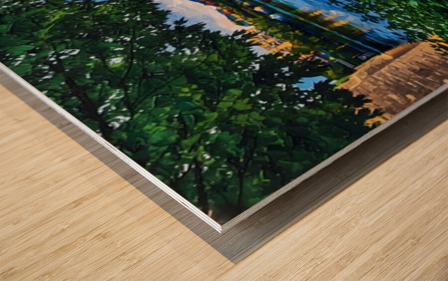 Flowers On The River Wood print