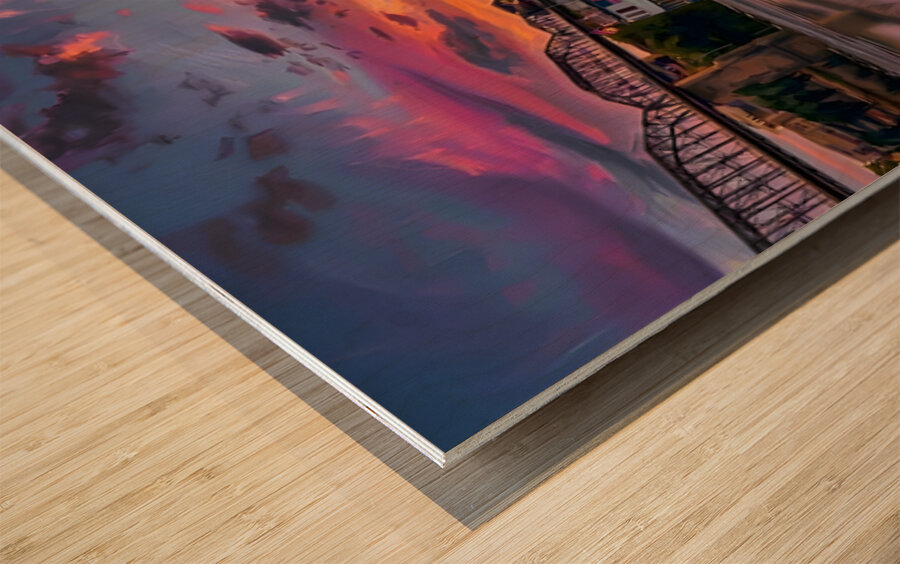 Sunset Cruise On The River Wood print