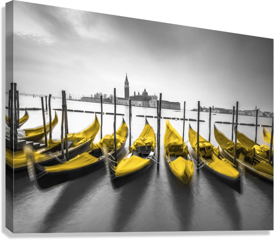 Gondolas in Canal Canvas Print