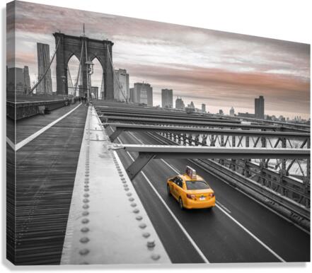 Cab on Brooklyn Bridge Canvas Print