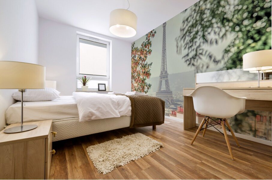 Eiffel Tower Through Trees Mural print