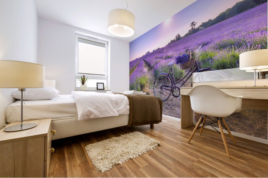 Bicycle in a Lavender field Mural print