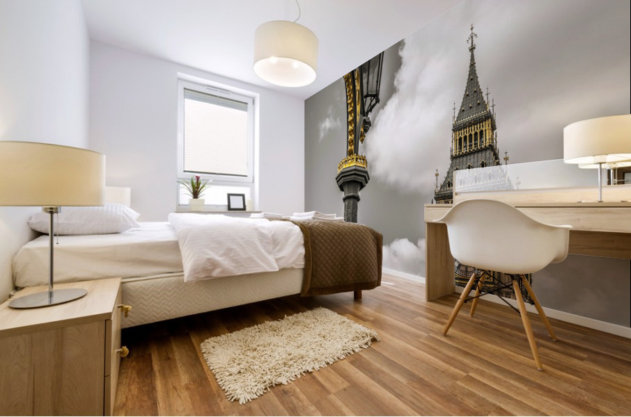 Street lamp with Big Ben in background, London, UK Mural print