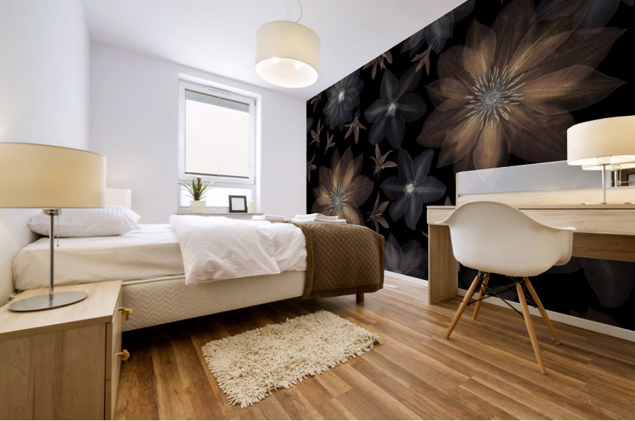 Clematis flowers surface patterns design Mural print