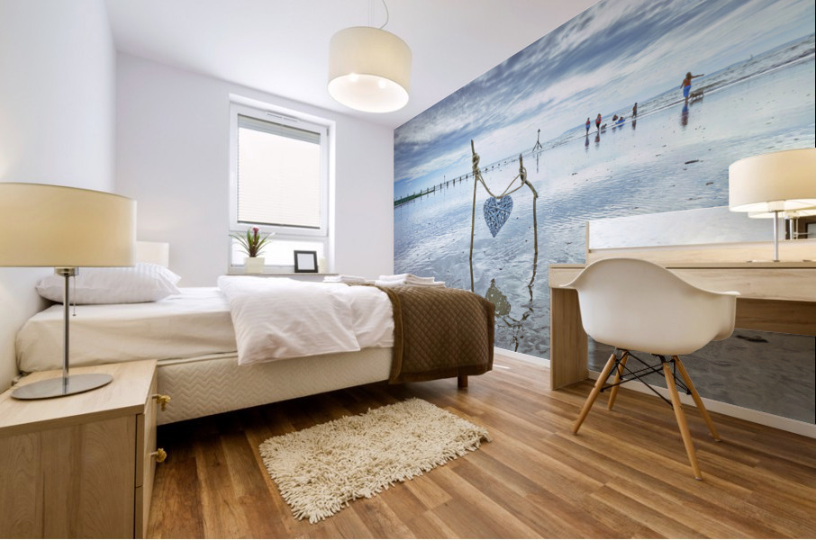 Heart on the beach Mural print