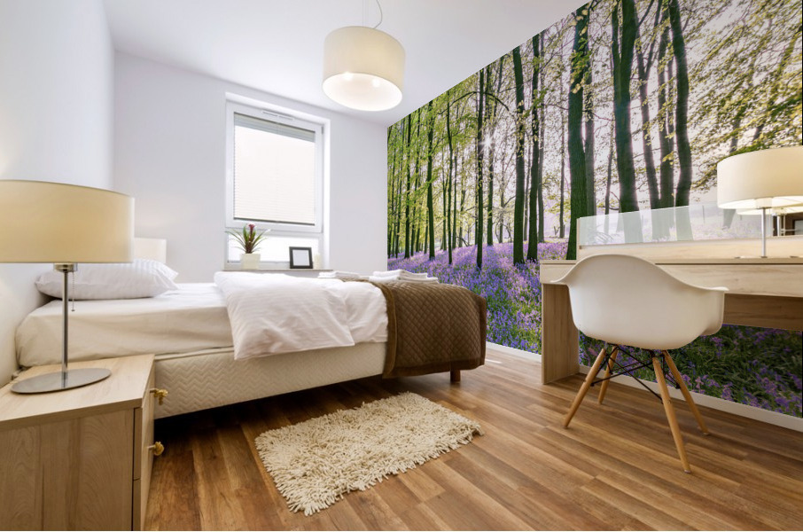 Bluebells in Forest Mural print