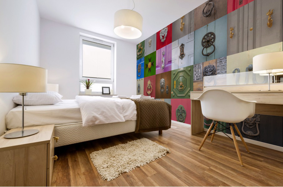 Doorknobs Collage Mural print