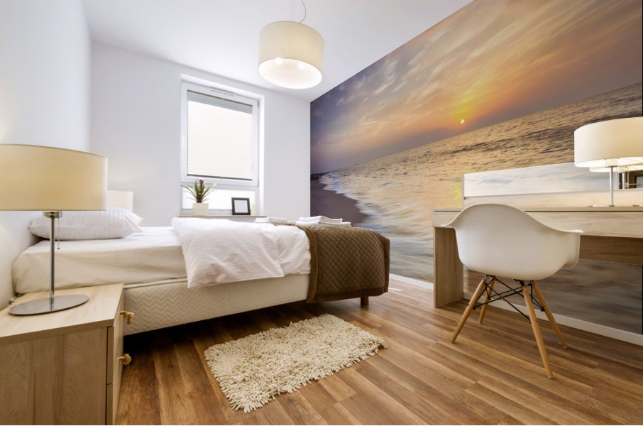 Evening on beach Mural print