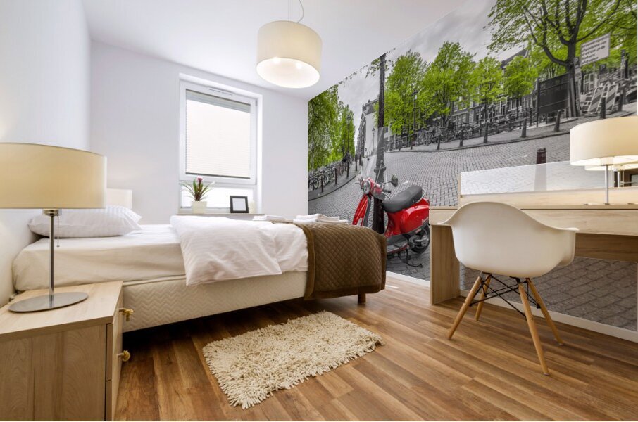 Red Moped Mural print