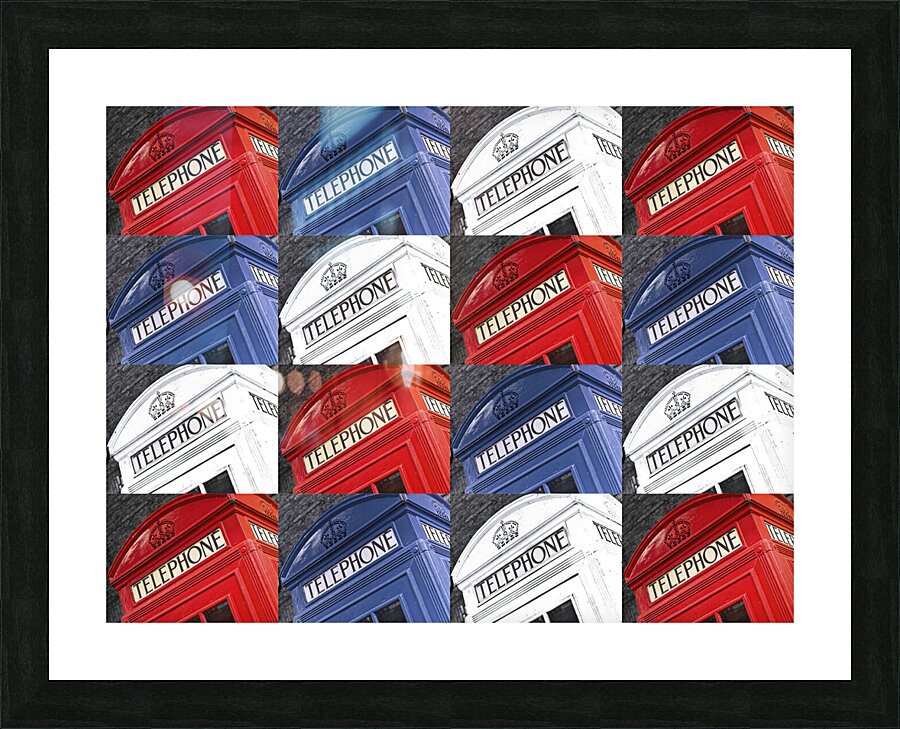 Multi-Coloured Telephone Boxes Picture Frame print