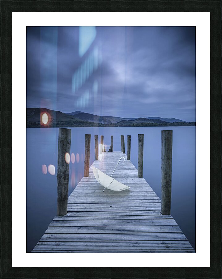 Umbrella on Jetty Picture Frame print