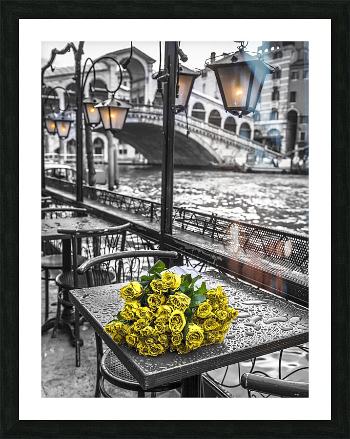 Roses on Cafe Table Picture Frame print