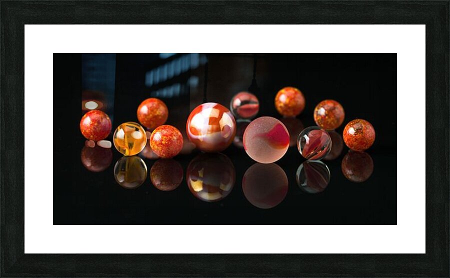 Marbles on black Picture Frame print